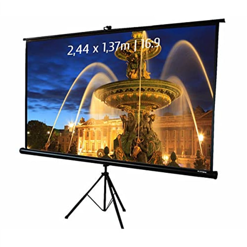 KIMEX - Ecran de Projection - A déroulement Manuel - sur trépied - 2,44 x 1,37 m - Format 16:9 – 043-2015