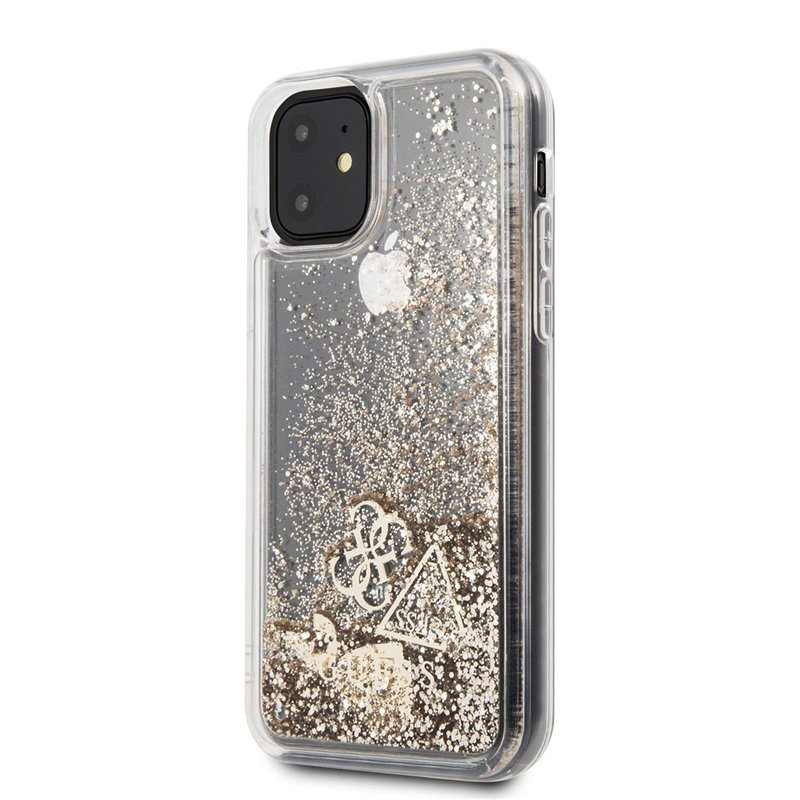 Image secondaire de Guess GUHCN61GLHFLGO Coque de Protection pour iPhone 11 Motif cœurs à Paillettes Doré