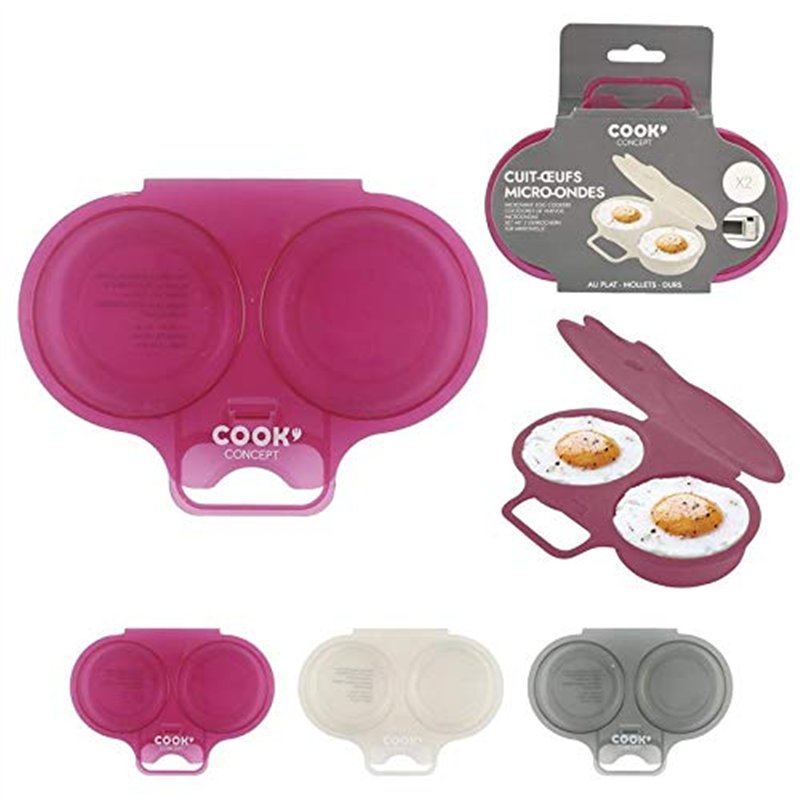 Image secondaire de 2 Lots de 2 Cuits Oeufs au plat, Mollets, Durs au Micro-ondes Pratique et Rapide (Coloris aléatoire)