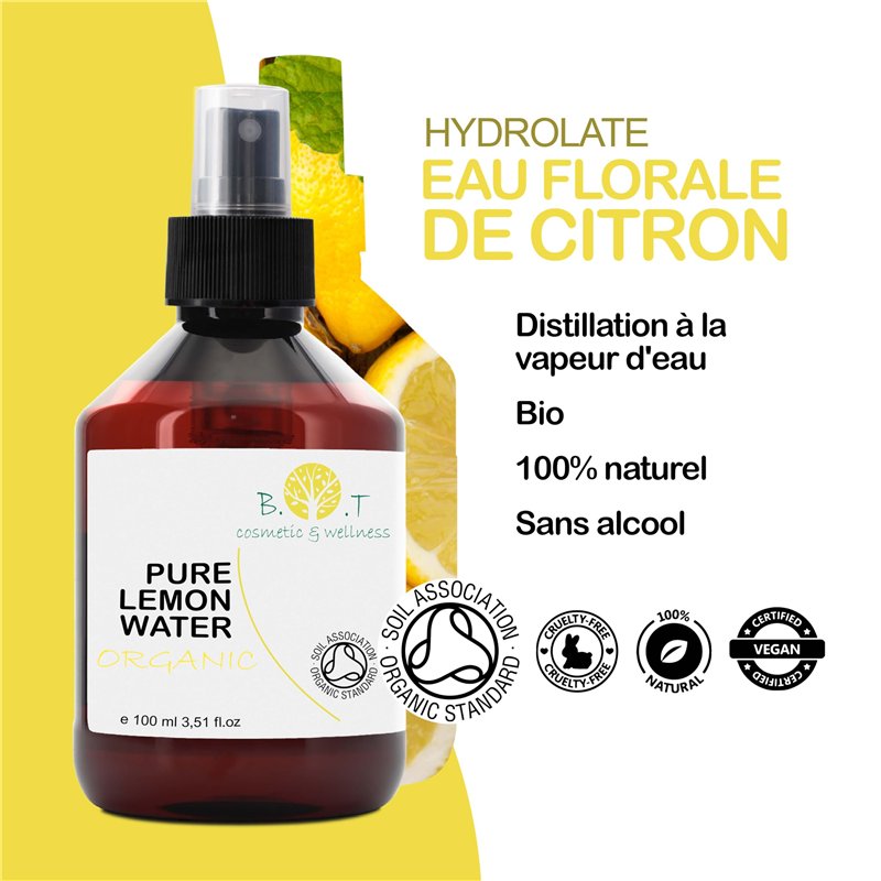 Image secondaire de B.O.T cosmetic & wellness - Hydrolat de Citron 100% Organique | Eau Florale 500 ml | Soins Peau Sensible | Lotion Bébé | Après Rasage