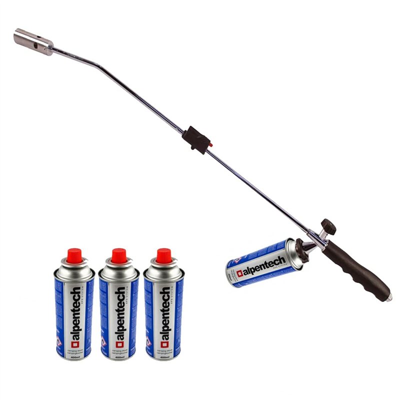 Image secondaire de ALPENTECH - Desherbeur thermique piezo Chalumeau gaz + 4 Recharges Desherbant thermique Brule herbes Torche de jardin