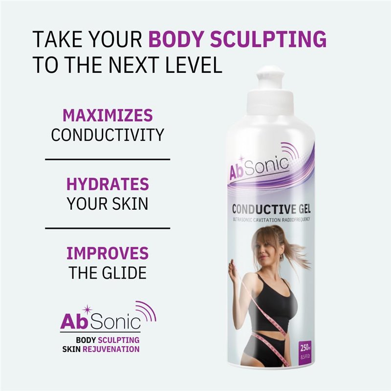 Image secondaire de Absonic - Gel conducteur pour électrostimulation, Ceinture Abdominale, électrodes, TENS, EMS et Ultrasons - 2 x 250 ML