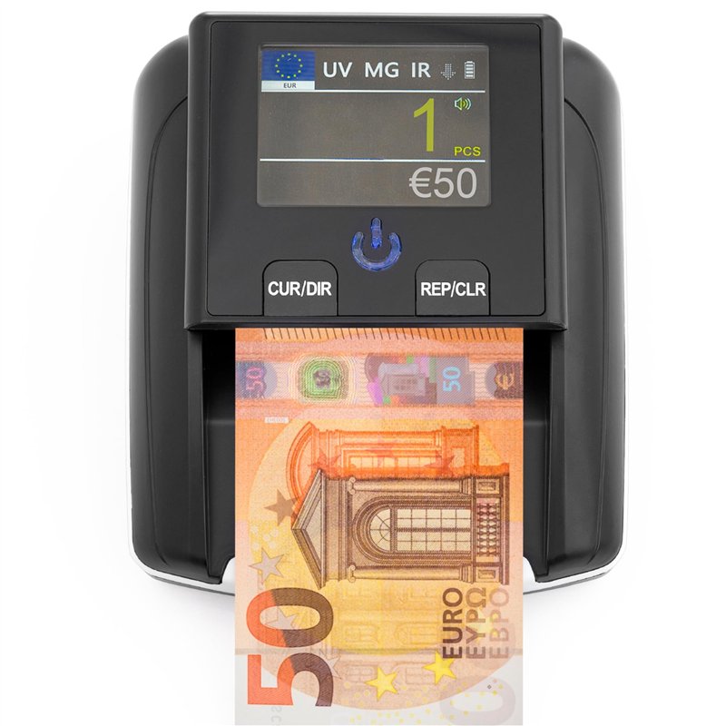 Detecteur Faux Billet & Compteuse de Billets INSERTION UN A UN - Détecteur UV/MG/IR pour Faux Billets Euros, Faux Dollars, Faux