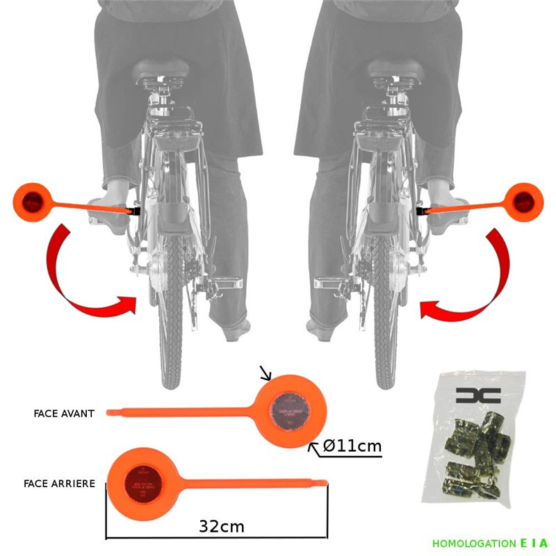 Image secondaire de cyclingcolors 1x ECARTEUR DE Danger avec CATADIOPTRE REFLECHISSANT SECURITE VISIBILITE Velo Cycle Mixte Rabattable