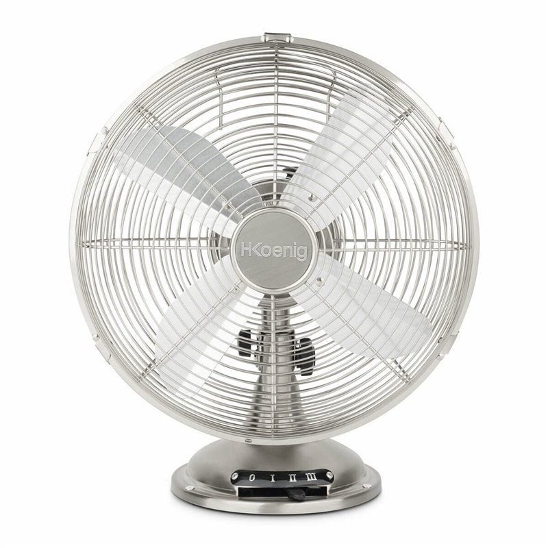 Ventilateur électrique de table H.Koenig JOE48 Silencieux Design métal, Haute vitesse et Résistant, 3 vitesses, Fixe ou Oscillat