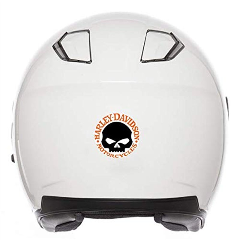 Image secondaire de Stickers rétro réfléchissant pour Casque de Moto Harley Davidson Skull Orange