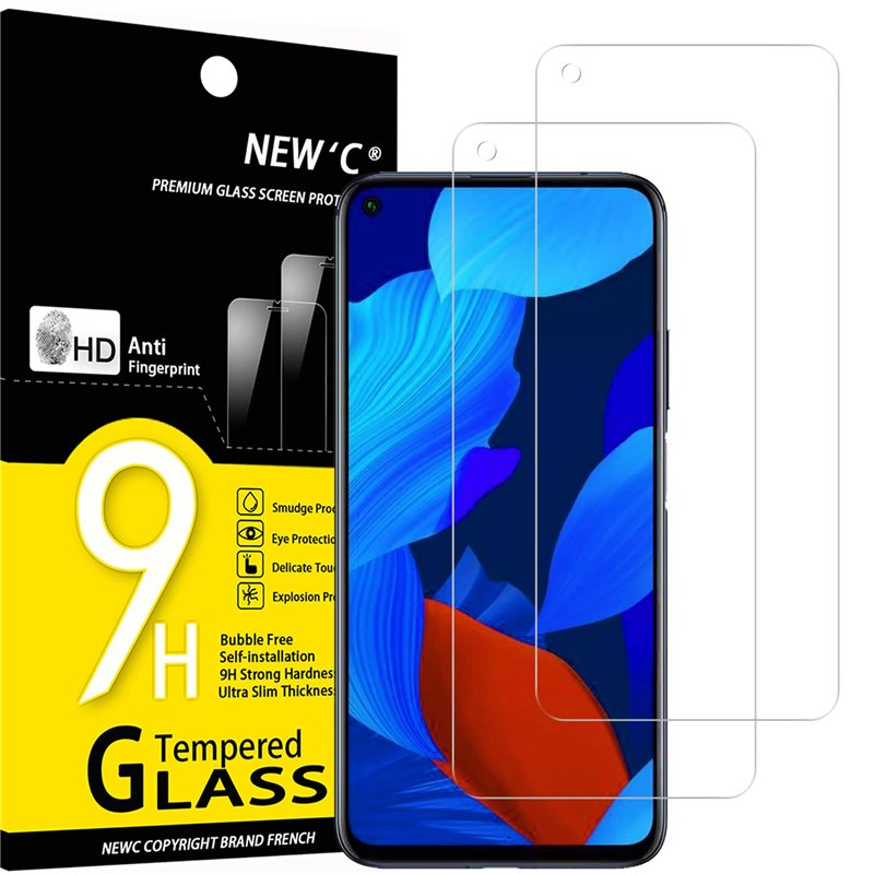 NEW'C Lot de 2, Verre Trempé pour Huawei nova 5T, Film Protection écran efficace contre les Rayures - sans Bulles - Ultra Résist