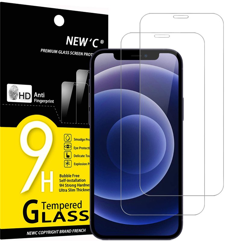 NEW'C Lot de 2, Verre Trempé pour iPhone 12 Mini (5,4 Pouces), Film Protection écran -sans Bulles d'air -Ultra Résistant (0,33mm
