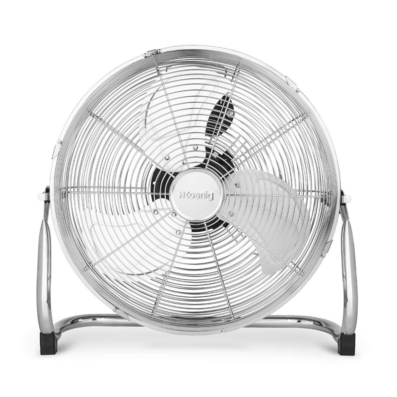 Ventilateur de sol H.Koenig JOE30 Silencieux, Design métal chromé, 40 cm, Haute vitesse, Résistant, 3 vitesses de ventilation, T