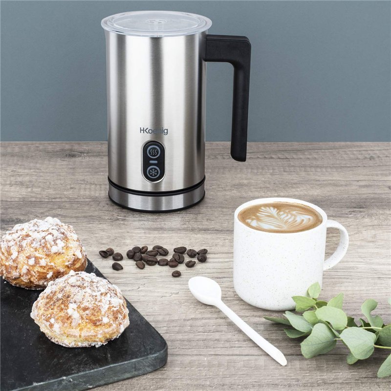 Image secondaire de H.Koenig Mousseur à Lait Electrique MLK8 Inox 0,24L, Mousse Onctueuse Froide ou Chaude, Revêtement antiadhésif, Arrêt automatique