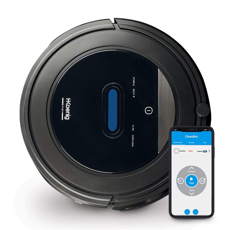 H.Koenig Aspirateur robot connecté Wifi+ laveur serpillière SWRC110 Watermop Intelligent Puissant Silencieux Rapide, Autonome 10