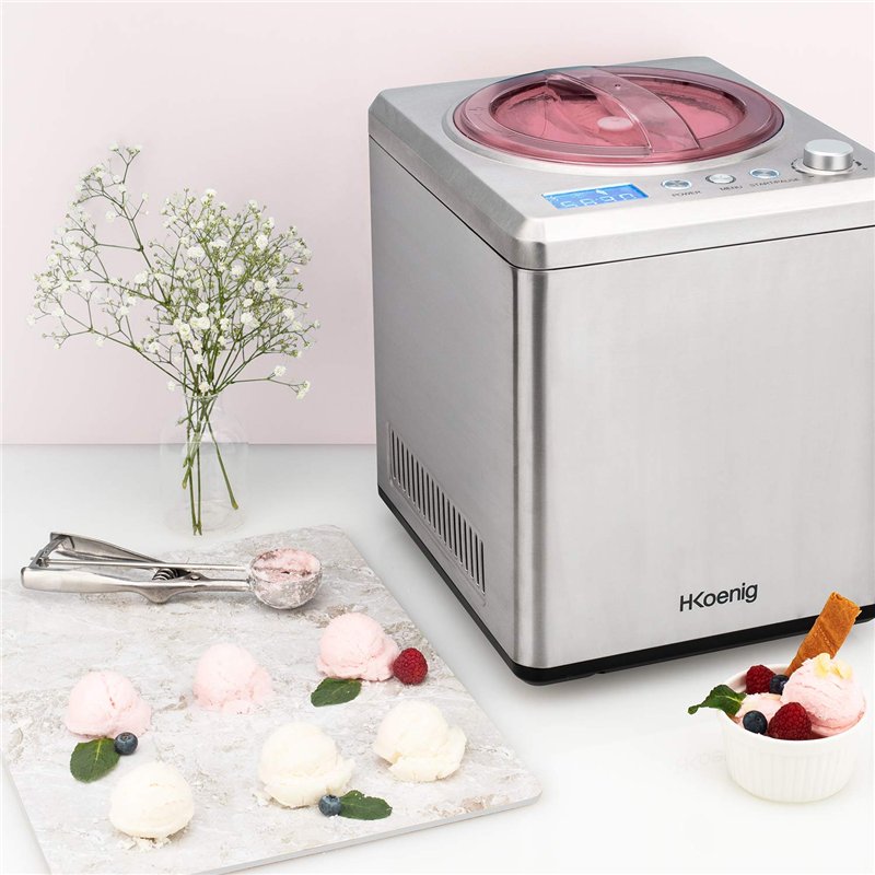 Image secondaire de H.Koenig Sorbetière Turbine à Glace Professionnelle HF340, Machine à Glace Electrique 2L, 180 W, Réfrigérante & Maintien du Froid