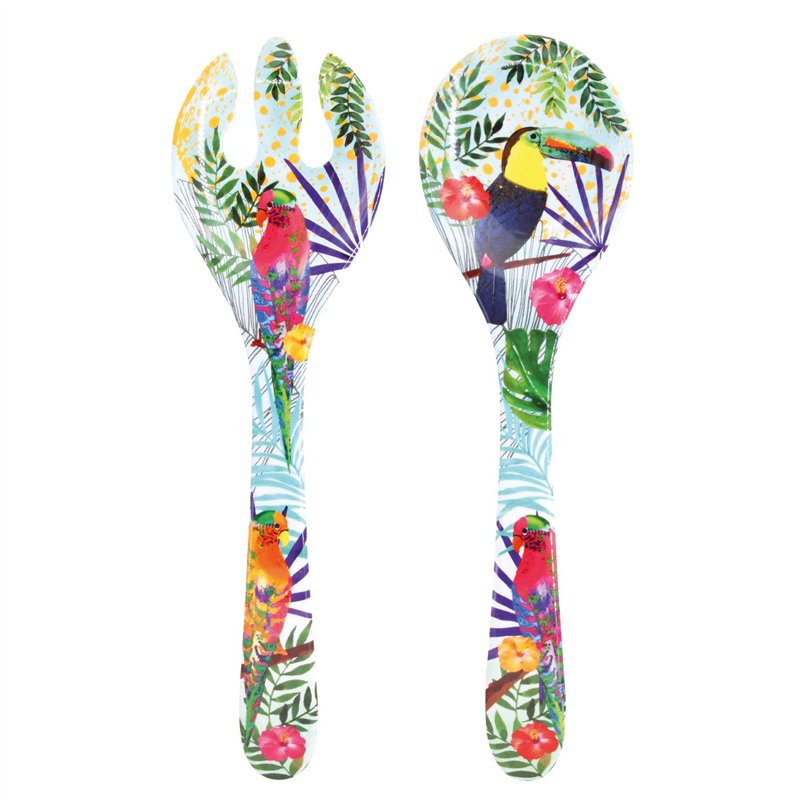 Les Jardins de la Comtesse – Couverts à salade en Mélamine Pure – Toucans de Rio – 33 cm – Multicolore - Service de Table de la