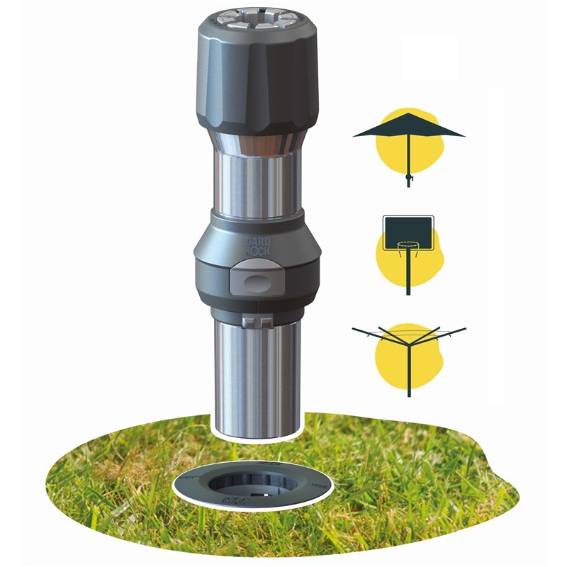 GARD & ROCK - Pied pour parasols Droits, en Aluminium - Multi-Applications, à Clipser sur Les Bases d'ancrage - Fixez, déplacez