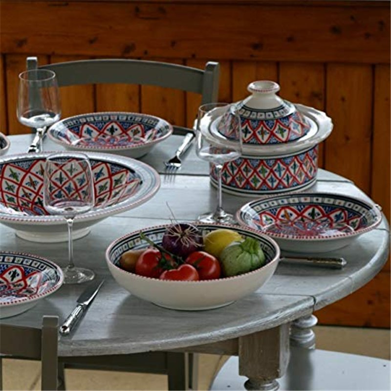 Image secondaire de Service à couscous assiettes creuses Bakir rouge - 6 pers