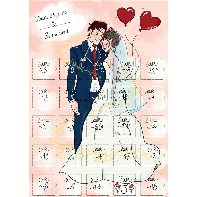 ChaussureMe Calendrier Compte à Rebours Avant Le Mariage 25 Jours Cadeaux