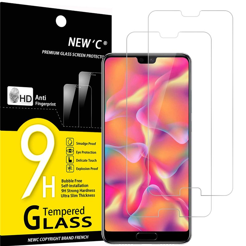 NEW'C Lot de 2, Verre Trempé pour Huawei P20, Film Protection écran sans Bulles d'air Ultra Résistant (0,33mm HD Ultra Transparent)