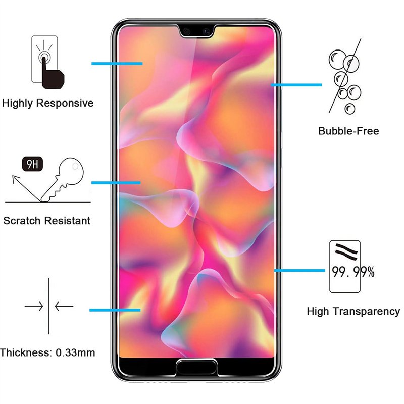 Image secondaire de NEW'C Lot de 2, Verre Trempé pour Huawei P20, Film Protection écran sans Bulles d'air Ultra Résistant (0,33mm HD Ultra Transparent)