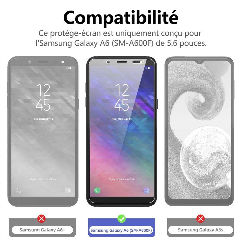 Image secondaire de NEW'C Lot de 2, Verre Trempé pour Samsung Galaxy A6 (SM-A600F) Film Protection écran sans Bulles d'air Ultra Résistant (0,33mm H