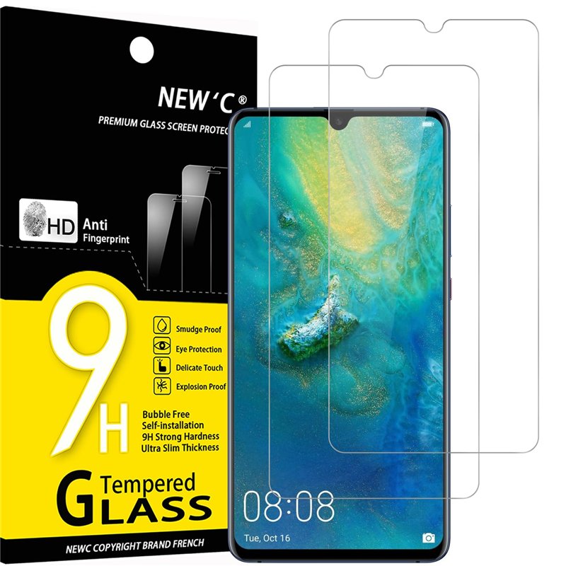 NEW'C Lot de 2, Verre Trempé pour Huawei Mate 20, Film Protection écran efficace contre les Rayures - sans Bulles - Ultra Résist