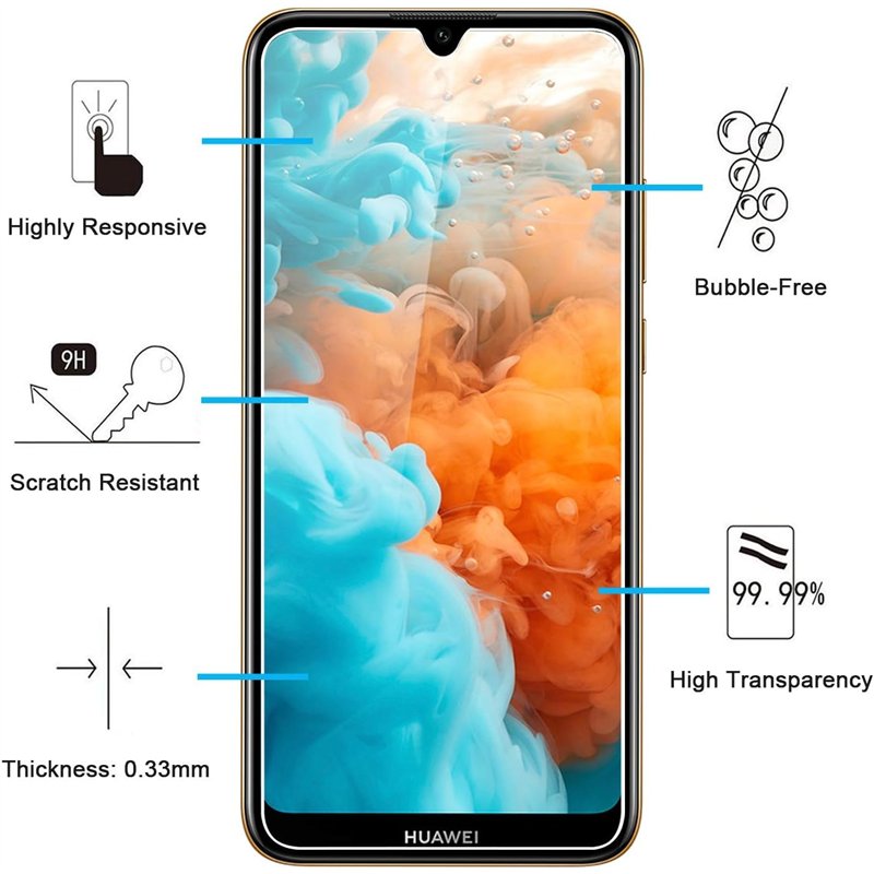 Image secondaire de NEW'C Lot de 2, Verre Trempé pour Huawei Y6 2019, Y6 Prime (2019), Film Protection écran efficace contre les Rayures - sans Bull