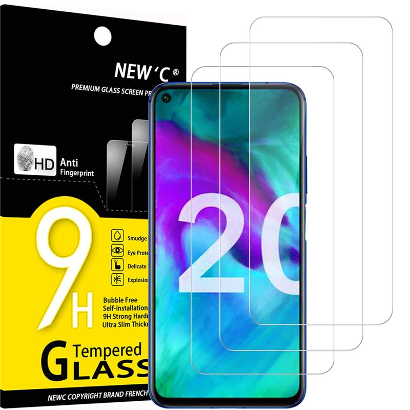 NEW'C Lot de 3, Verre Trempé pour Honor 20, Honor 20 Pro, Film Protection écran efficace contre les Rayures - sans Bulles - Ultra