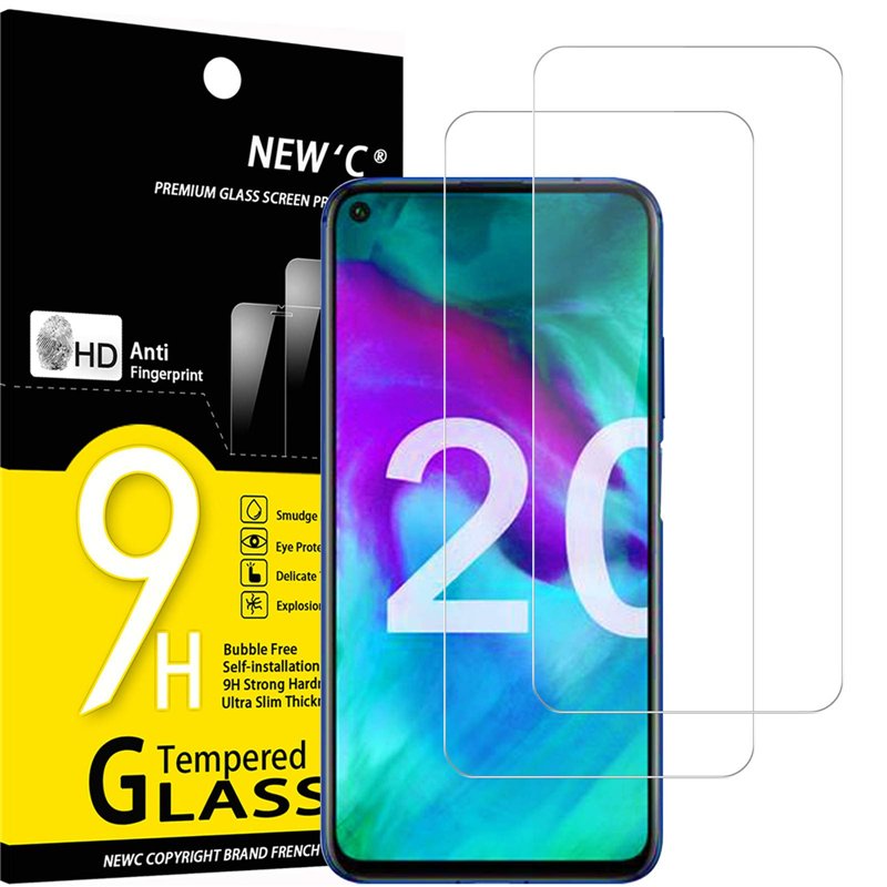 NEW'C Lot de 2, Verre Trempé pour Honor 20, 20 Pro, Film Protection écran efficace contre les Rayures - sans Bulles - Ultra Rési