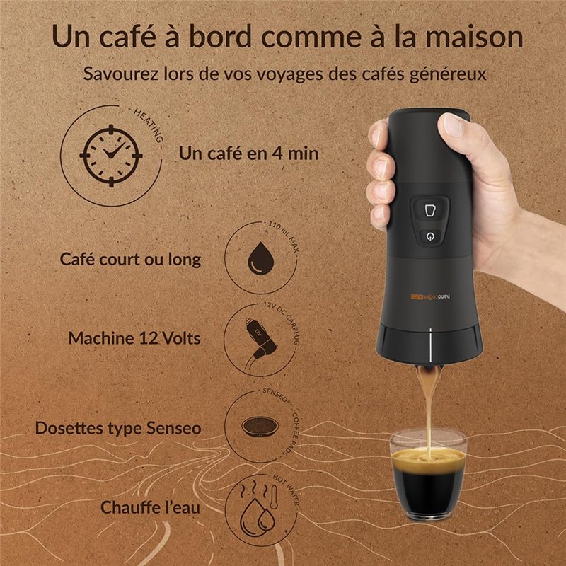 Image secondaire de Handpresso – Cafetière 12V Handcoffee Auto 21000 | Machine a cafe voiture - Cafetiere 12v pour dosette Senseo - Cafetiere pour v