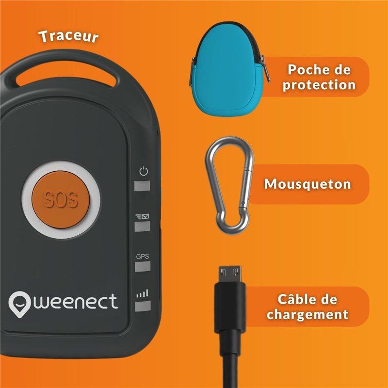 Image secondaire de Weenect Kids - GPS Enfant | sans Limite de Distance | 7 Jours d'autonomie | Bouton d’Alerte | Téléphone d'urgence | 2G | Fonctio