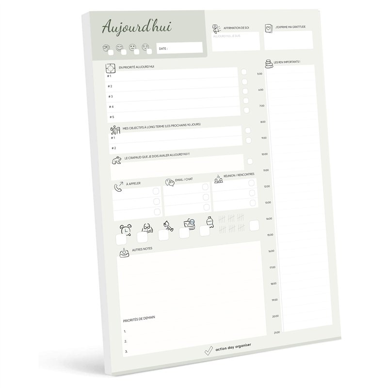 Planner Quotidien Productif: Bloc Note To Do List pour Organisation Efficace, Carnet To Do & Todo List A5, Agenda Professionnel