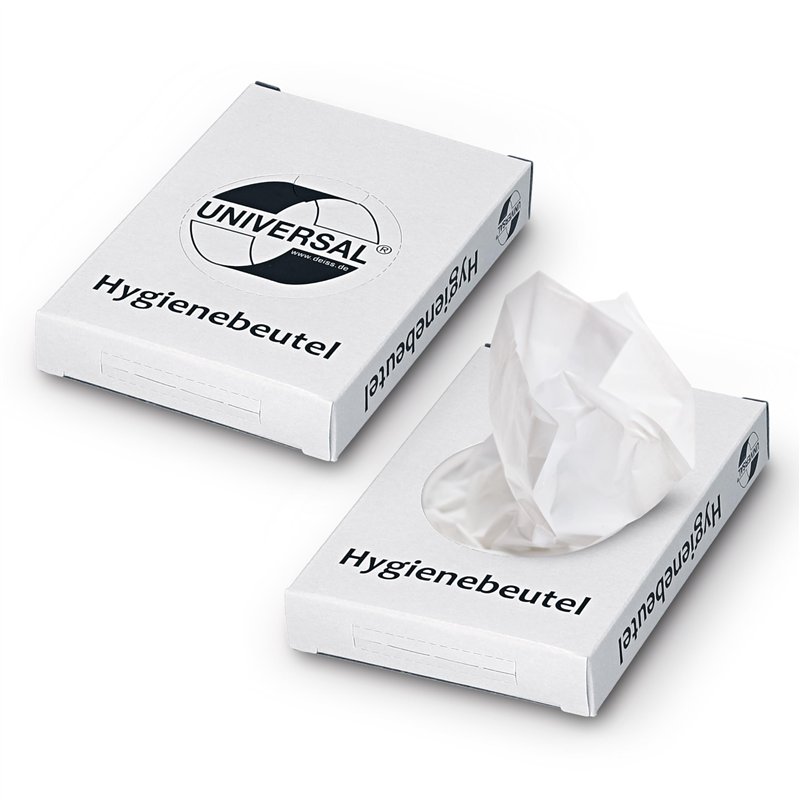 DEISS Sacs hygiéniques blancs HDPE – 30 pièces – 80+70x250 mm – 12 µm – résistants et recyclables – pour toilettes féminines, hô