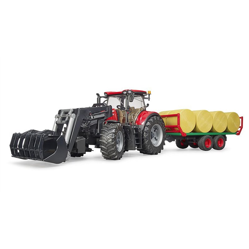 Image secondaire de bruder 03198 - Case IH Optum 300CVX avec chargeur frontal & remorque de transport de balles - 1:16 Tracteur, tracteur, remorque