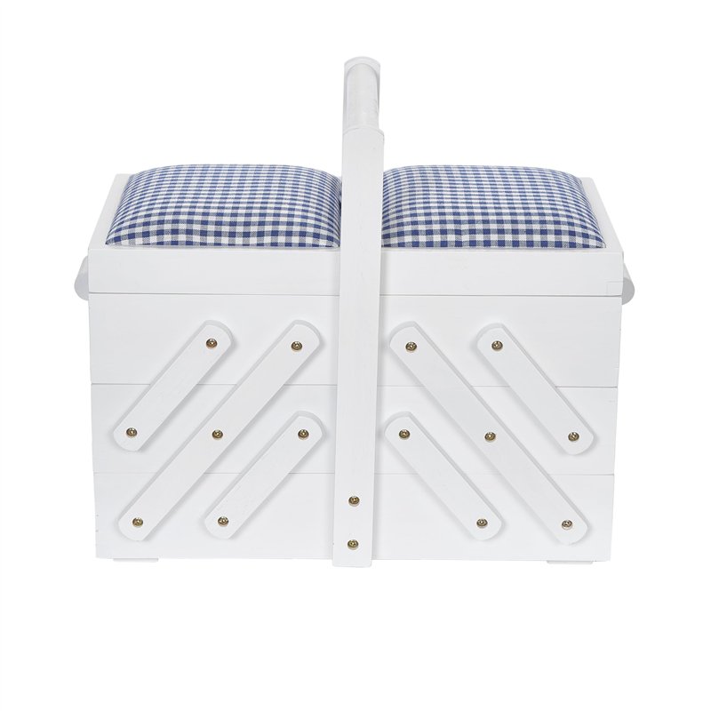 Prym Nähkasten Holz M weiß mit Stoff 612578 Travailleuse, bois M blanc avec tissu, Medium