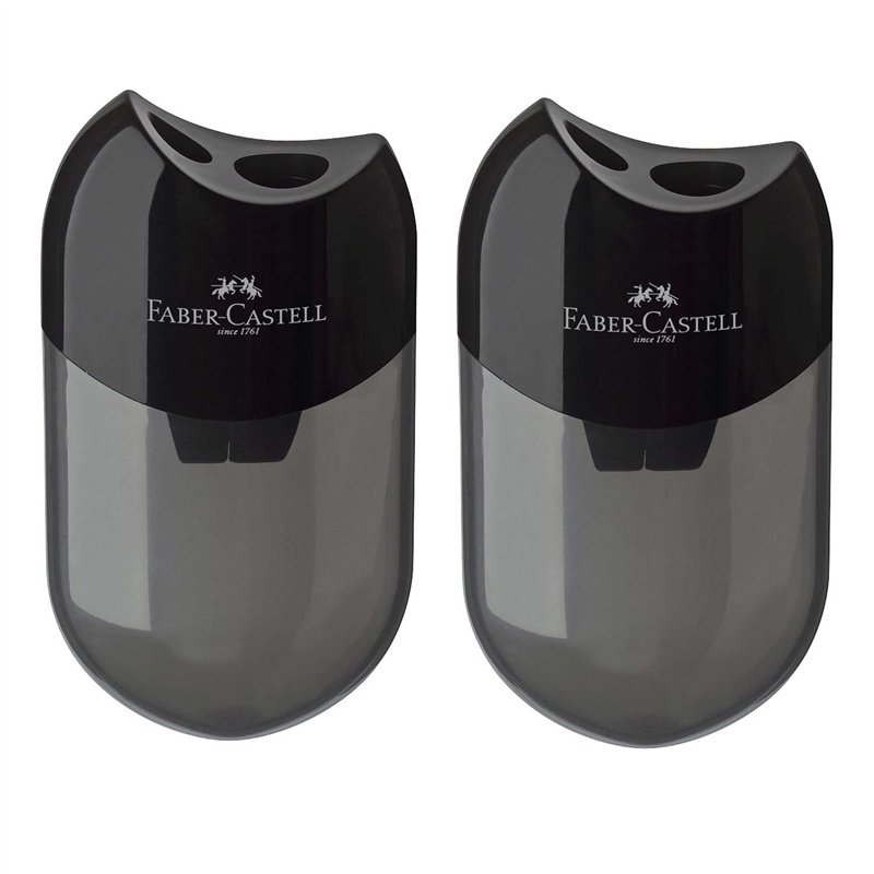 Faber-Castell - 183500 - Taille-crayon double - Couleur du boîtier : noir/transparent (2 taille-crayons)