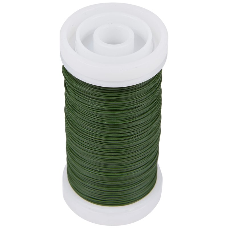 Rayher Bobine de fil de fer, couleur verte, ø 0,35mm, longueur 100m, multi-usage, art floral, communions, mariage, Pâques, Noël-