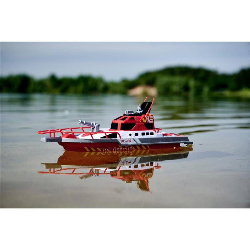 Image secondaire de Dickie Toys Toys-201107000 Bateau de Pompiers Radio-commandé 2 canaux 27 MHz, Charge par USB, Vitesse de Pointe 6 km/h, pour Enf