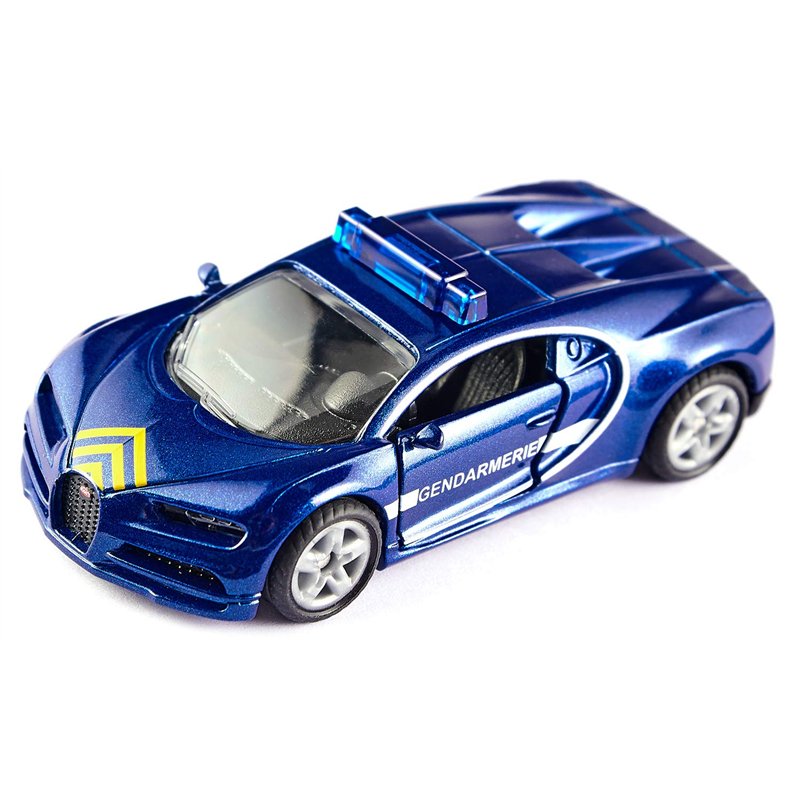 Image secondaire de siku 1541, Voiture de Police Bugatti Chiron, Bleue, Métal/plastique, Pneus en Caoutchouc, Capot ouvrable