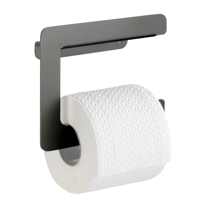 WENKO Dérouleur Papier WC Montella - Porte-Rouleaux de Papier à Visser, Inoxydable, Aluminium, 17 x 14 x 5.5 cm, Anthracite