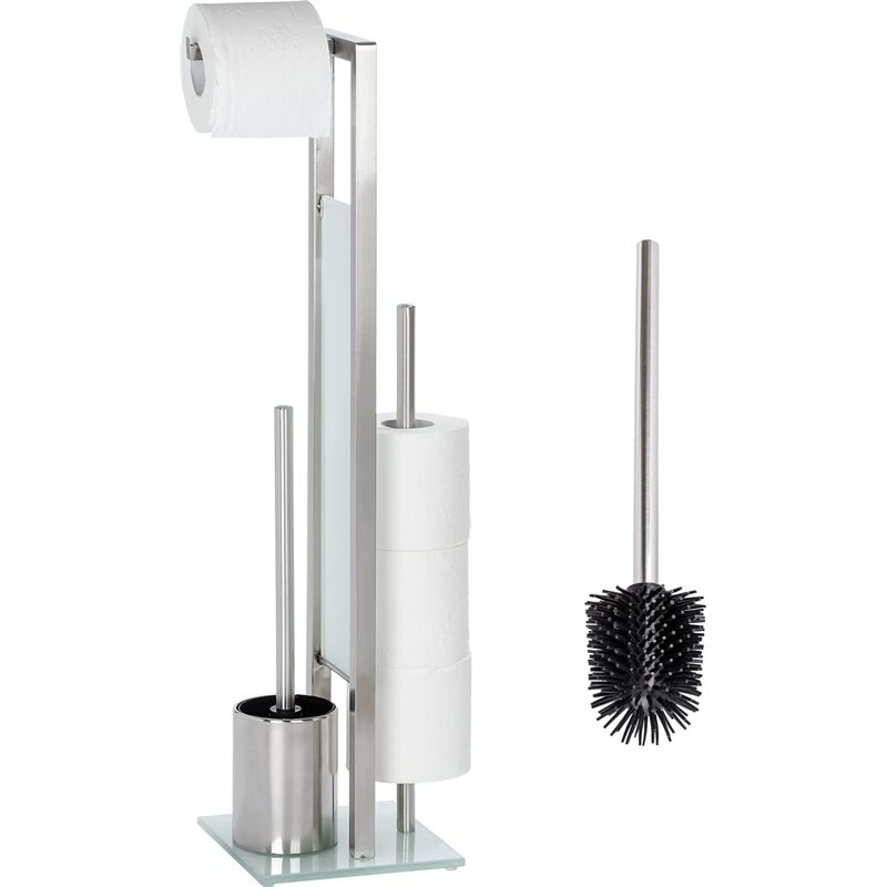 WENKO Combiné WC Rivalta et Brosse Rechange| 3 en 1 | Brosse WC Dérouleur Papier Toilette | Stockage Papier | Tête de Brosse rem