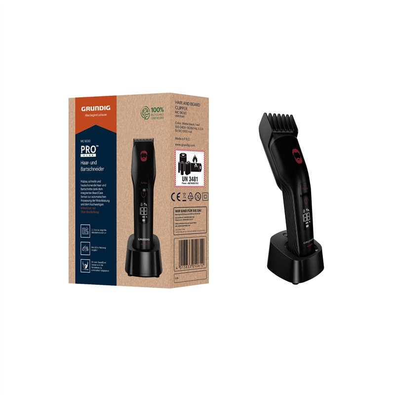 GRUNDIG MC 9030 ProClub Tondeuse à cheveux et barbe Noir mat Rouge