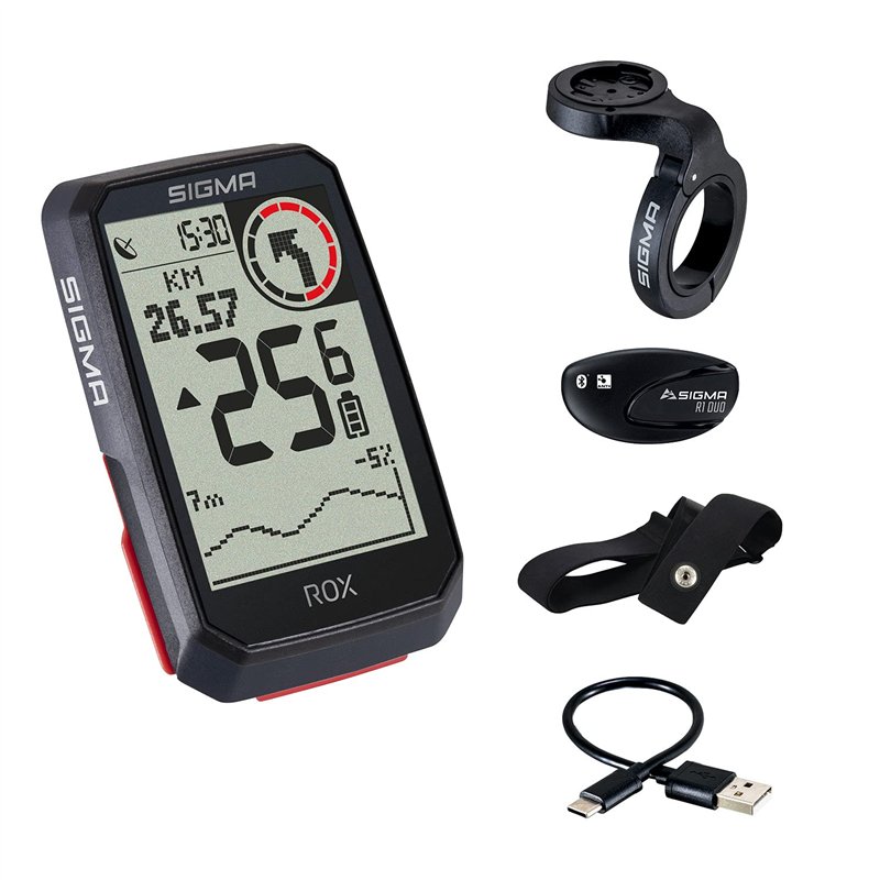 Image secondaire de SIGMA Compteur Velo ROX 4.0 Black HR Set – sans Fil Compteurs Vélo avec Cardiofréquencemètre & Connexion pour Vélo Électrique |