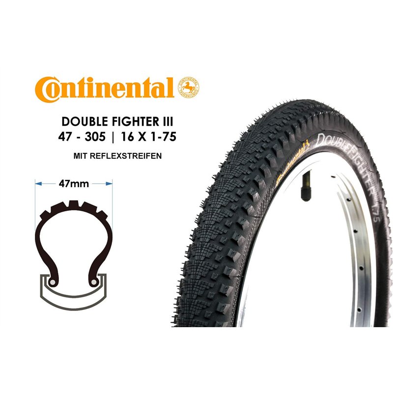 Image secondaire de Continental Double Fighter III Reflex Pneus pour vélo Mixte, Noir, 47-305