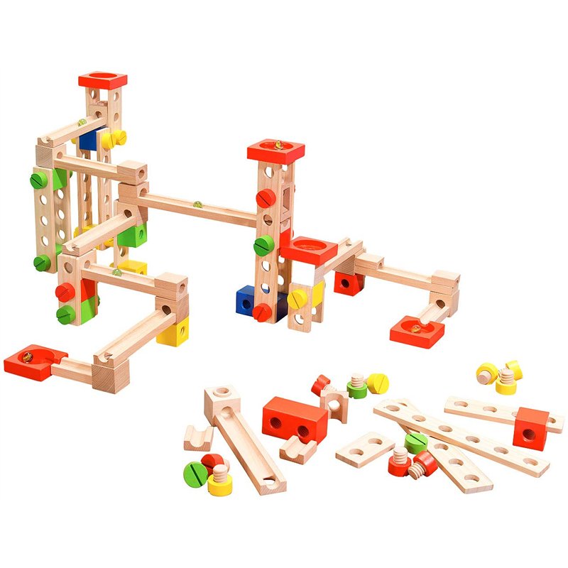 Playtastic Circuit à Billes en Bois 50 pièces