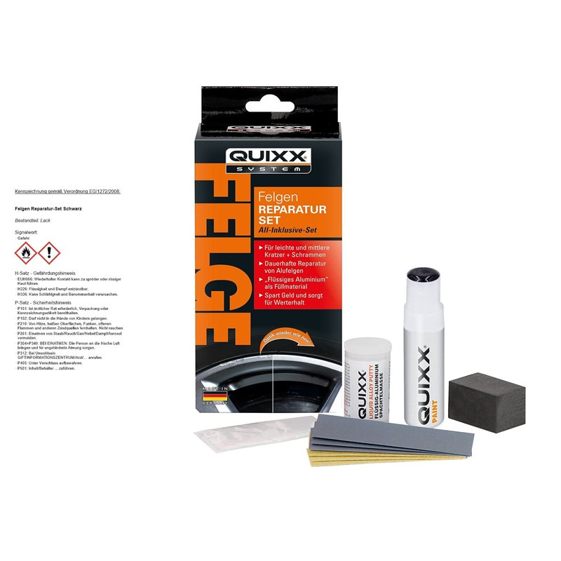 QUIXX Lot de 5 Outils de réparation de Rayures pour Jantes en Aluminium Noir