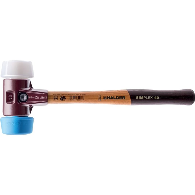 Halder 3017.051 50 Maillet : 40 W/surdimensionné souple en caoutchouc Bleu et Superplastic visage inserts,
