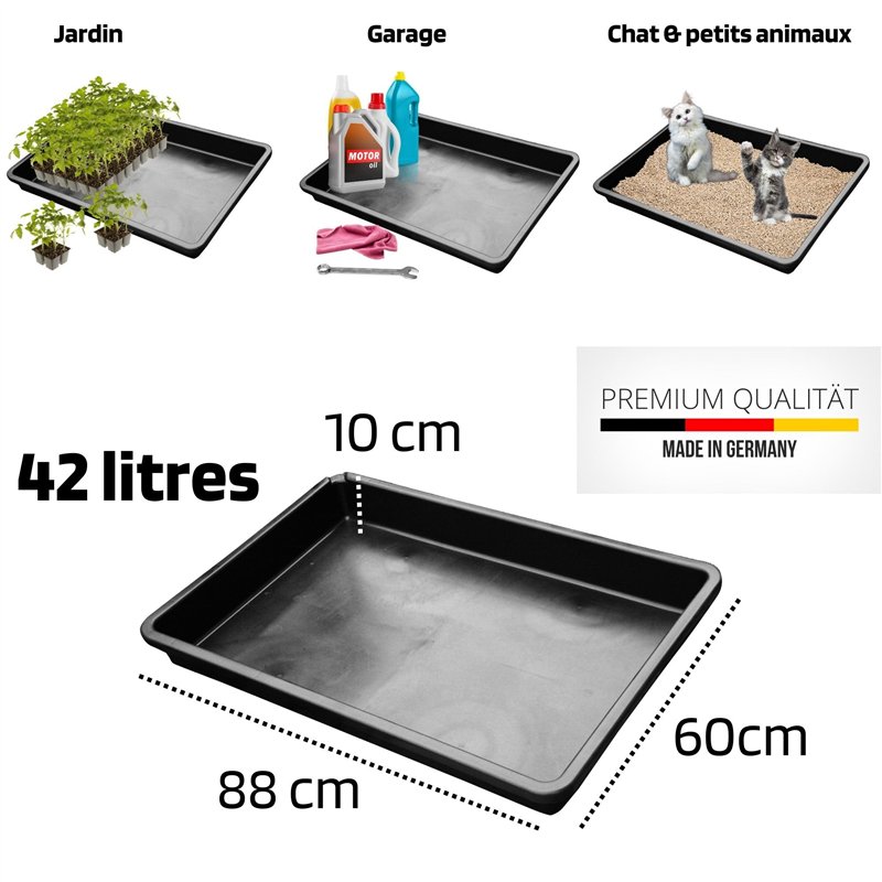 Image secondaire de SW-Stahl 07377L Bac de rétention universel XXL I 88 x 60 x 10cm grand bac en plastique I 42 litres de capacité