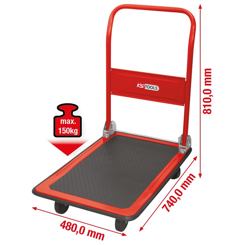 Image secondaire de KS Tools - 800.0015 - Chariot à plateforme - L.740 x l.480 x H.810 mm - Chariot pliable - 150kg