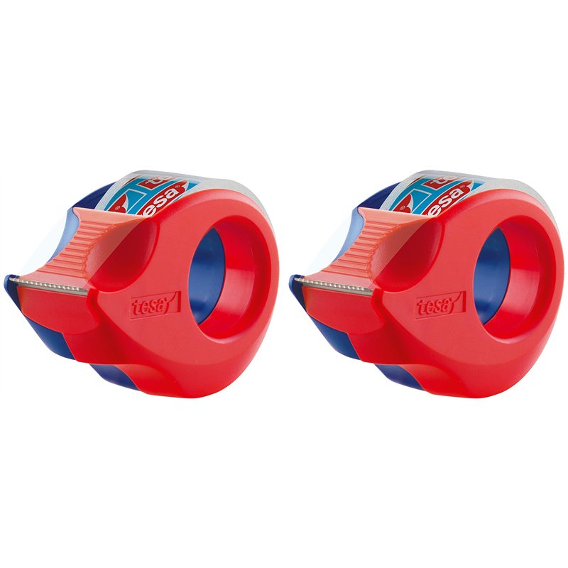 tesa 2 dévidoirs manuels 57858 mini transparents (2 pièces), bleu/rouge