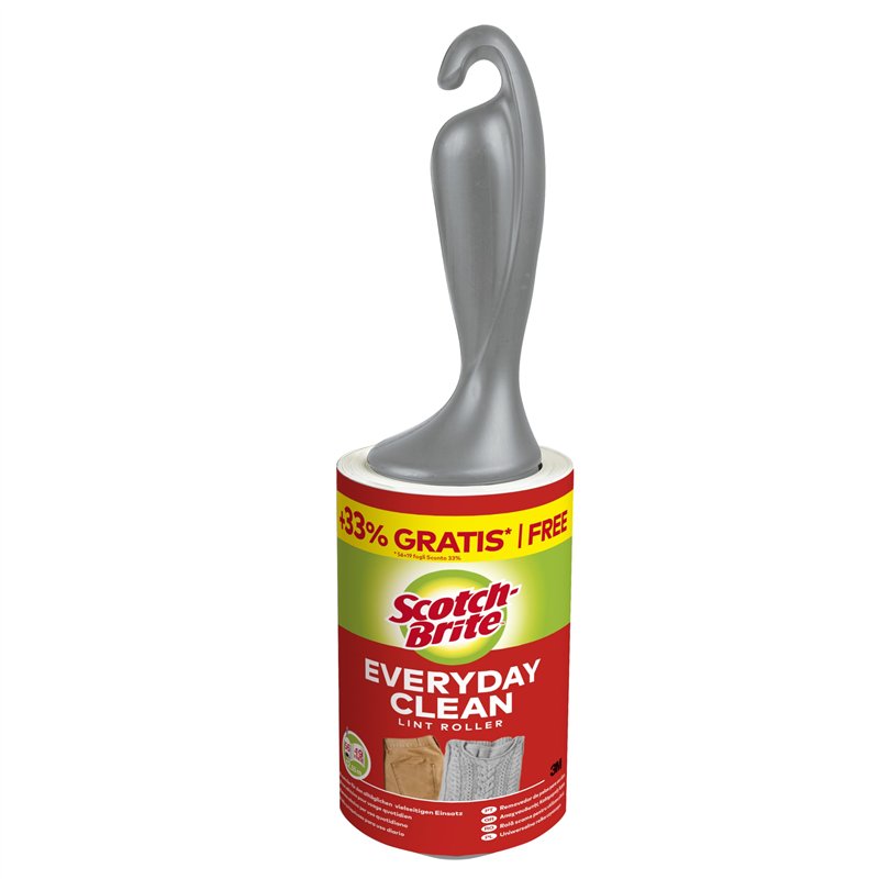 Scotch-Brite Rouleau Anti-Peluches, Brosse Adhésive - 1 Rouleau de 75 Feuilles - Fonctionne Très Bien sur Les Poils d'animaux, L