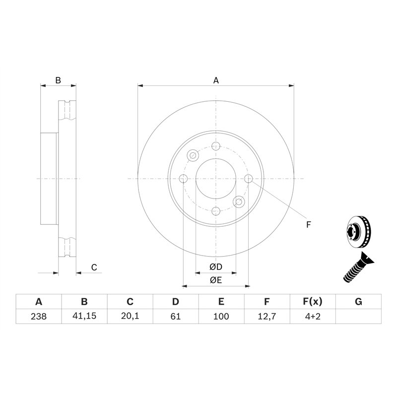 Image secondaire de Bosch BD221 Disques de frein - certification ECE-R90-1 jeu de 2 disques